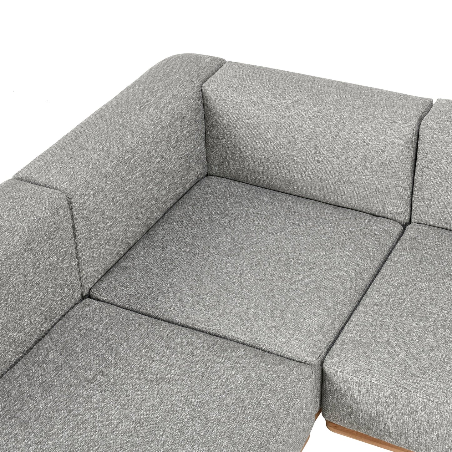 Natural/Gray Teak Wood Outdoor Sofas & Sectional Hudson Outdoor 6 Piece Sectional Collection