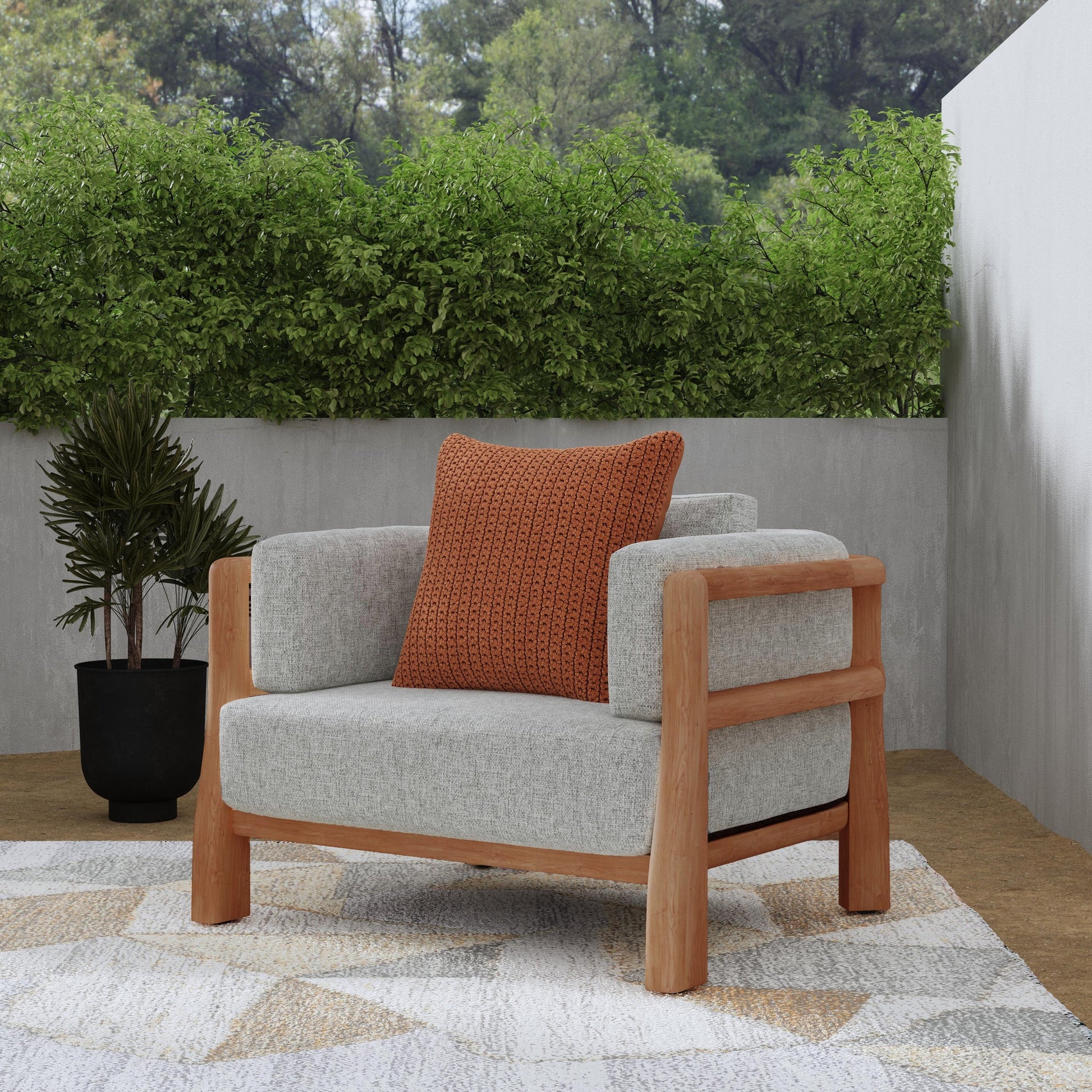 Natural/Gray Grade-A Teak Wood Outdoor Accent Chair Aston Outdoor Accent Chair Collection