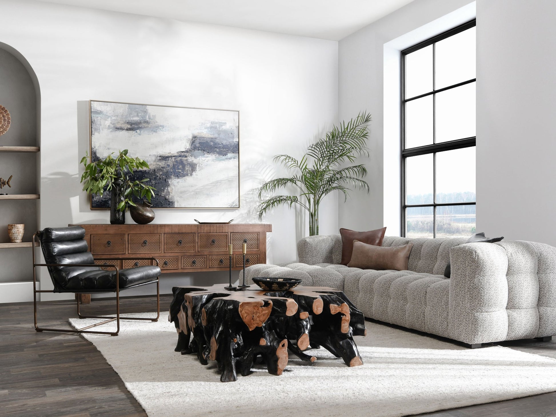 Heathered Gray 100% Polyester Sectional Walter 2 Piece Sectional Collection