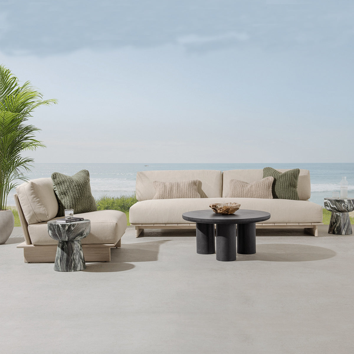 Taupe Teak Wood Outdoor Sofas & Sectional Livia Outdoor Sofa Collection