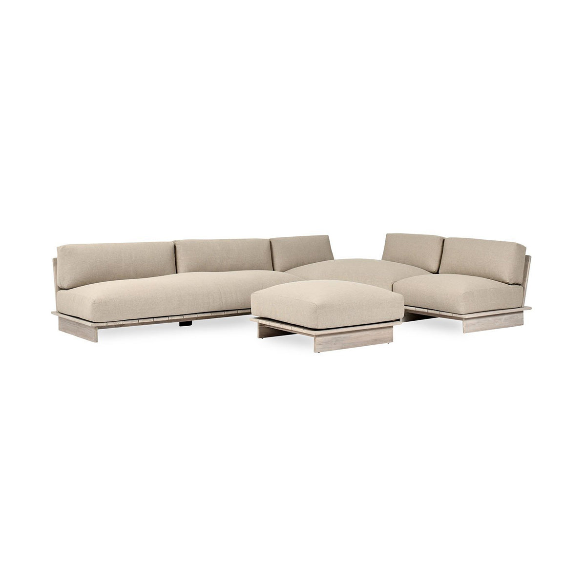 Taupe Teak Wood Outdoor Sofas & Sectional Livia Outdoor 3 Piece Sectional Collection