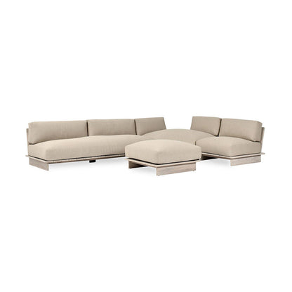 Taupe Teak Wood Outdoor Sofas & Sectional Livia Outdoor 3 Piece Sectional Collection