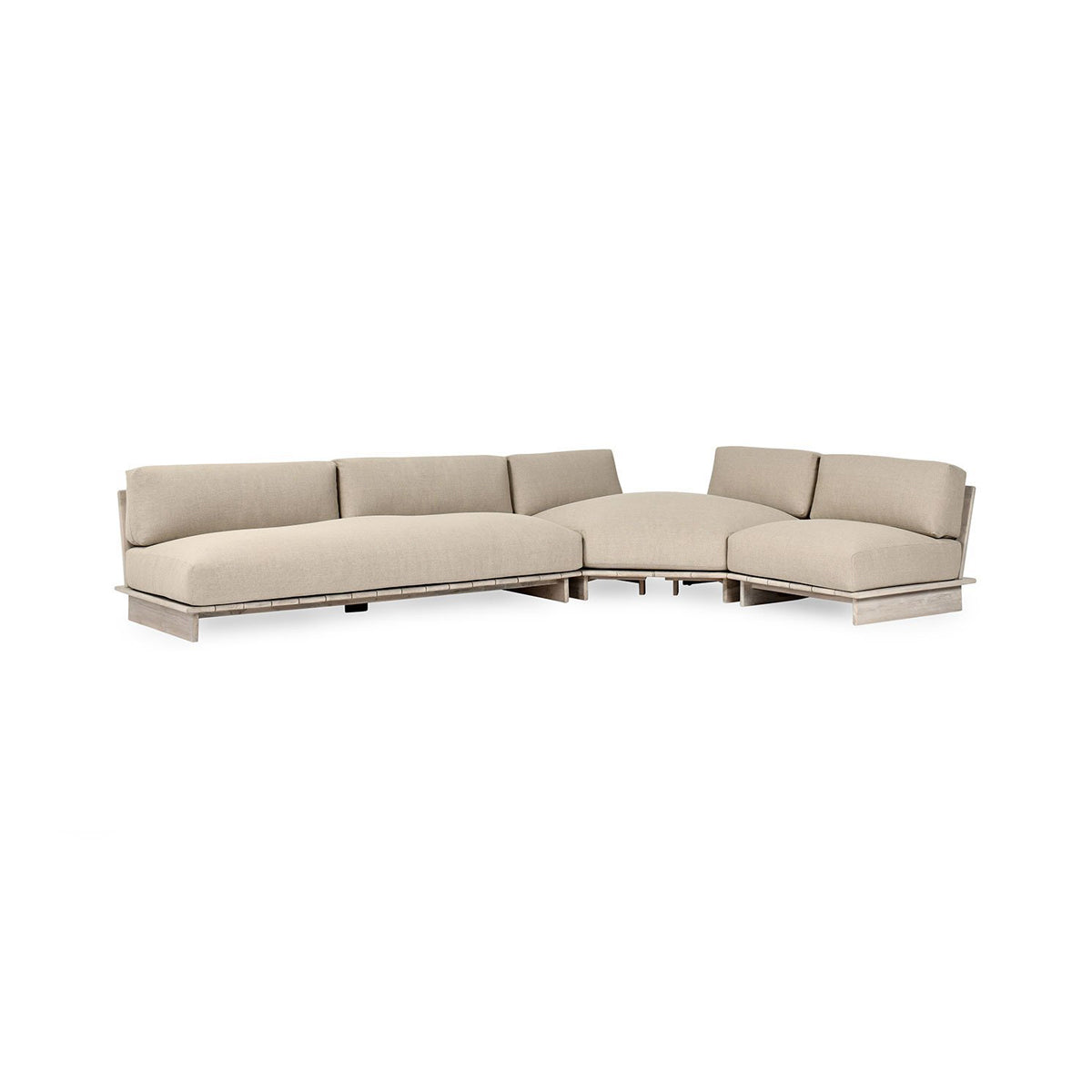 Taupe Teak Wood Outdoor Sofas & Sectional Livia Outdoor 3 Piece Sectional Collection