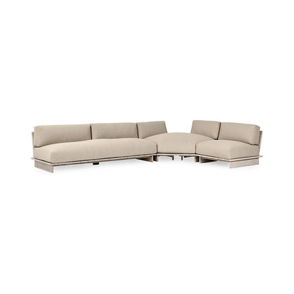 Taupe Teak Wood Outdoor Sofas & Sectional Livia Outdoor 3 Piece Sectional Collection