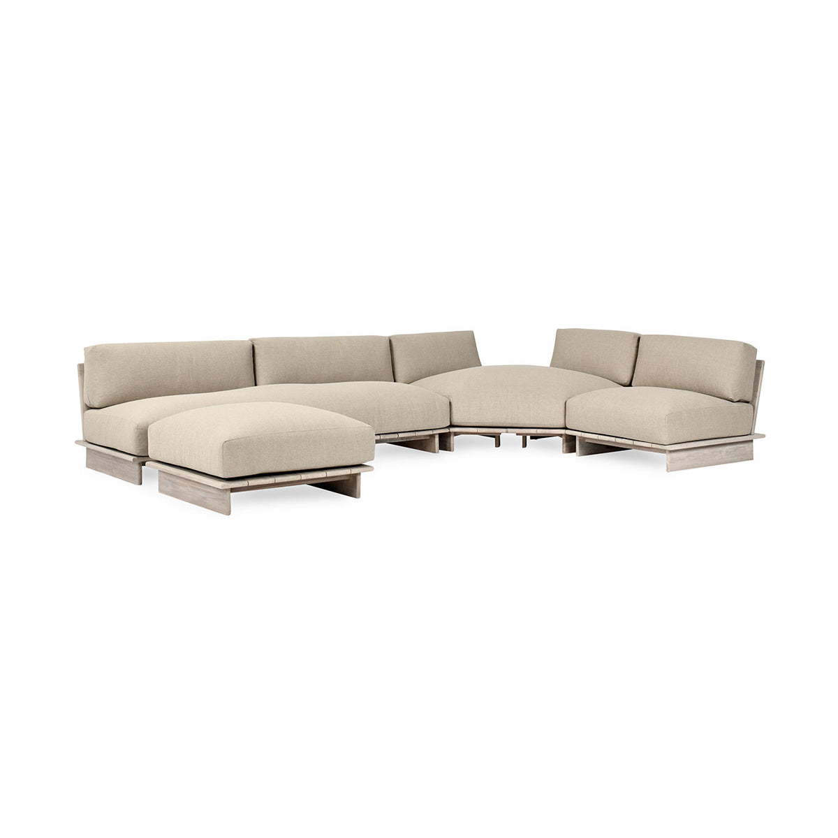 Taupe Teak Wood Outdoor Sofas & Sectional Livia Outdoor 3 Piece Sectional Collection