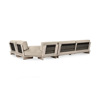 Taupe Teak Wood Outdoor Sofas & Sectional Livia Outdoor 3 Piece Sectional Collection