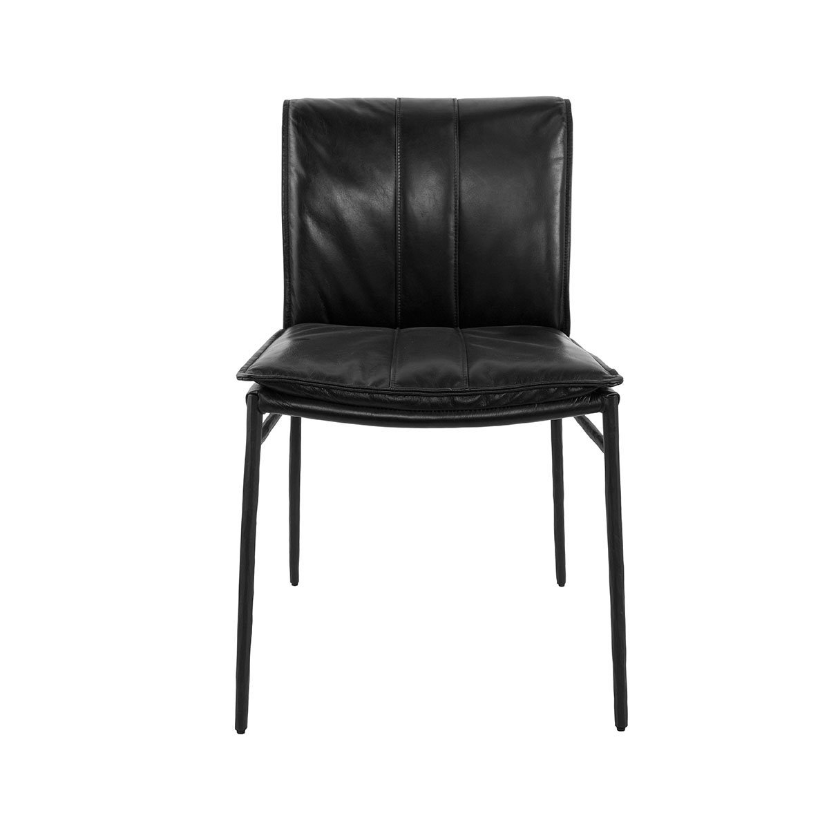 Jet Black Top Grain Leather Dining Chair Mayer Dining Chair Set of 2 Collection