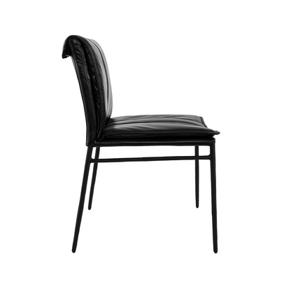 Jet Black Top Grain Leather Dining Chair Mayer Dining Chair Set of 2 Collection
