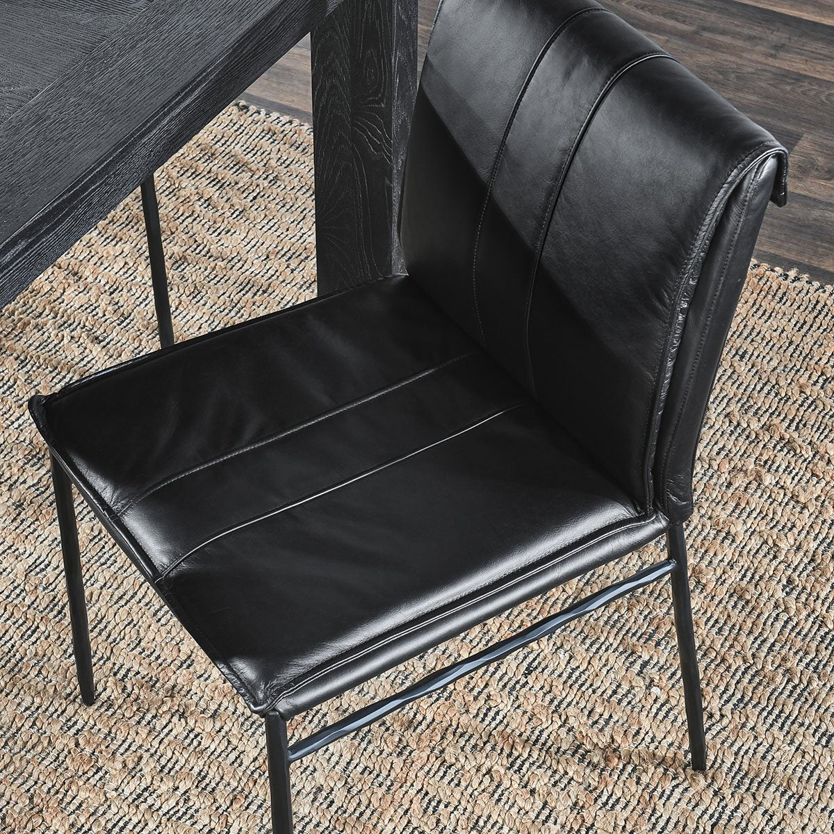 Jet Black Top Grain Leather Dining Chair Mayer Dining Chair Set of 2 Collection