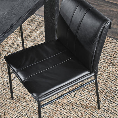 Jet Black Top Grain Leather Dining Chair Mayer Dining Chair Set of 2 Collection