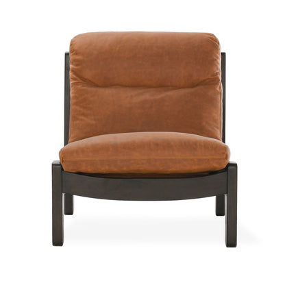 Maple Brown Top Grain Leather Accent Chair Owen Accent Chair Collection
