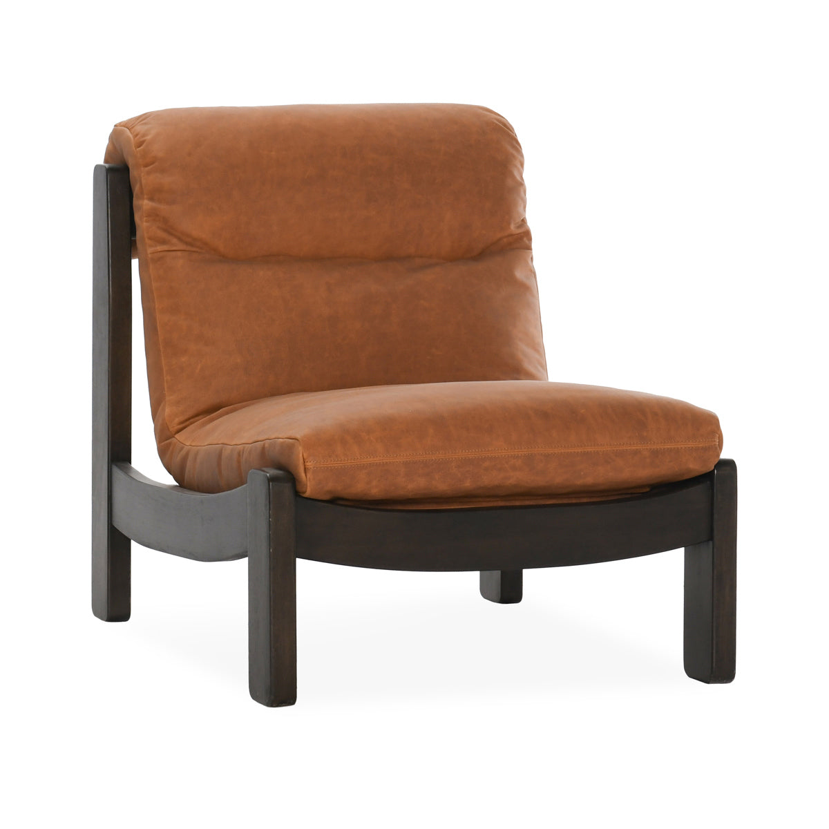 Maple Brown Top Grain Leather Accent Chair Owen Accent Chair Collection