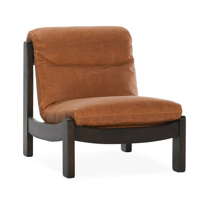Maple Brown Top Grain Leather Accent Chair Owen Accent Chair Collection