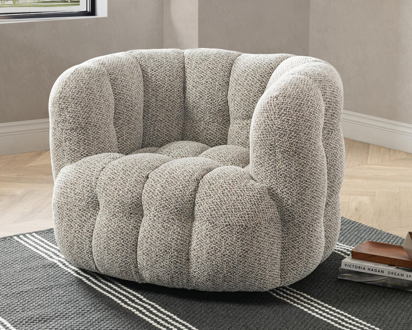 Heathered Gray 100% Polyester Accent Chair Walter Swivel Chair Collection
