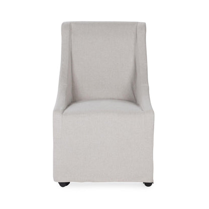 Sandy Tan 100% Polyester Dining Chair Warwick Dining Chair with Casters Collection
