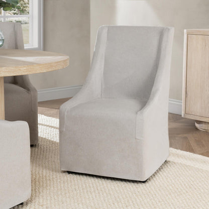 Sandy Tan 100% Polyester Dining Chair Warwick Dining Chair with Casters Collection