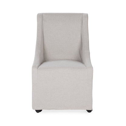 Stone Beige 100% Polyester Dining Chair Warwick Dining Chair with Casters Collection