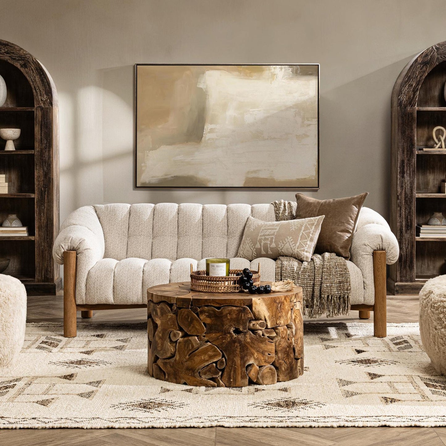 Cream 100% Polyester Sofa Sansa Sofa Collection