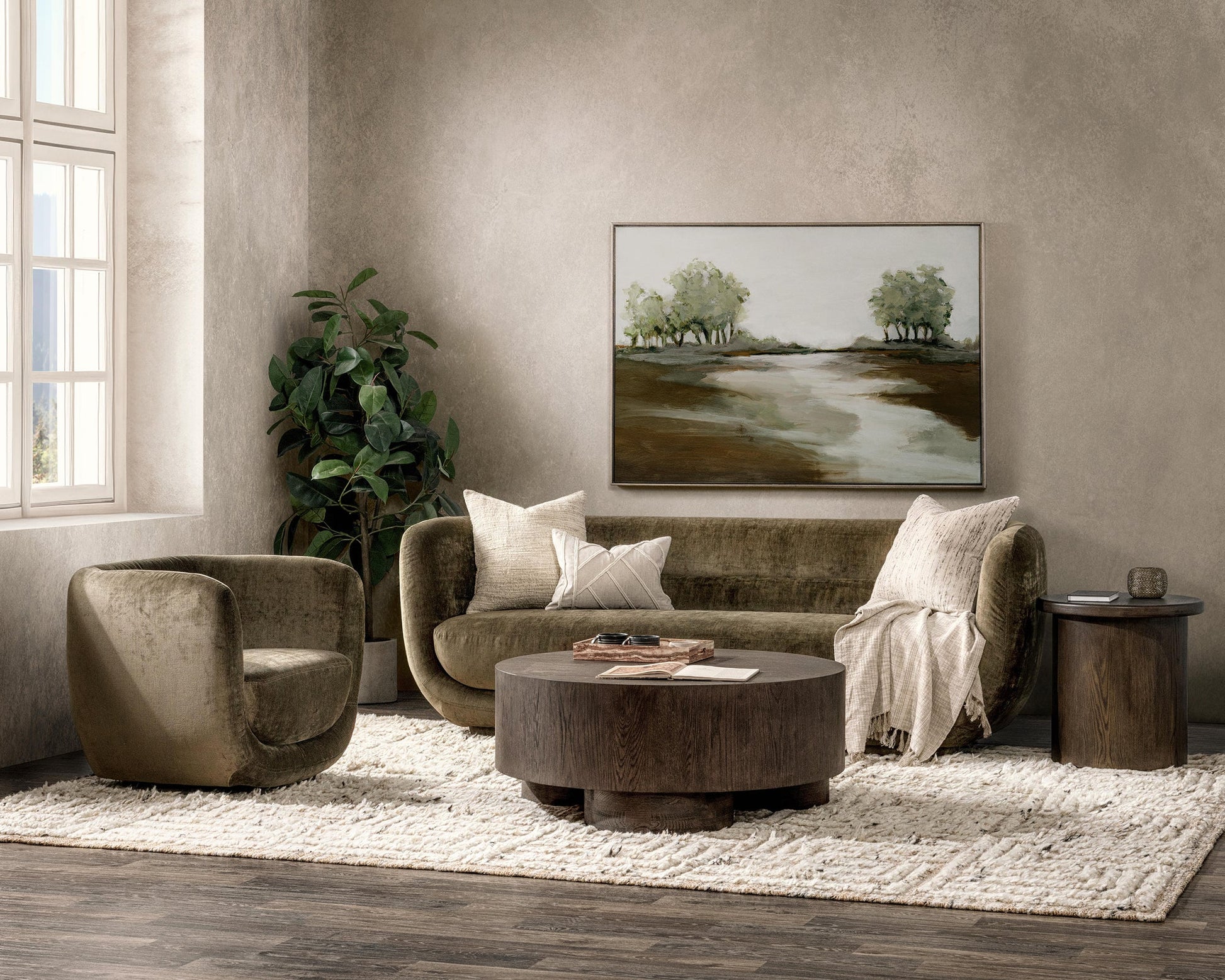 Olive Green 100% Polyester Sofa Nico Sofa Collection