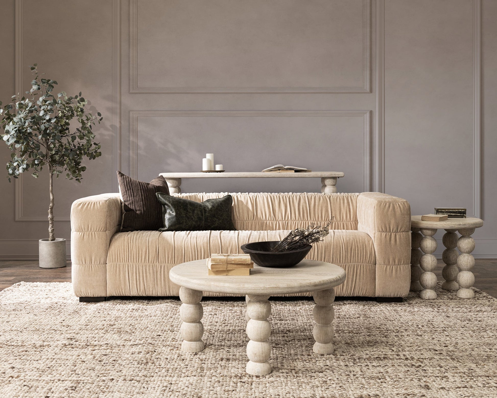 French Vanilla 100% Polyester Sofa Afeela Sofa Collection
