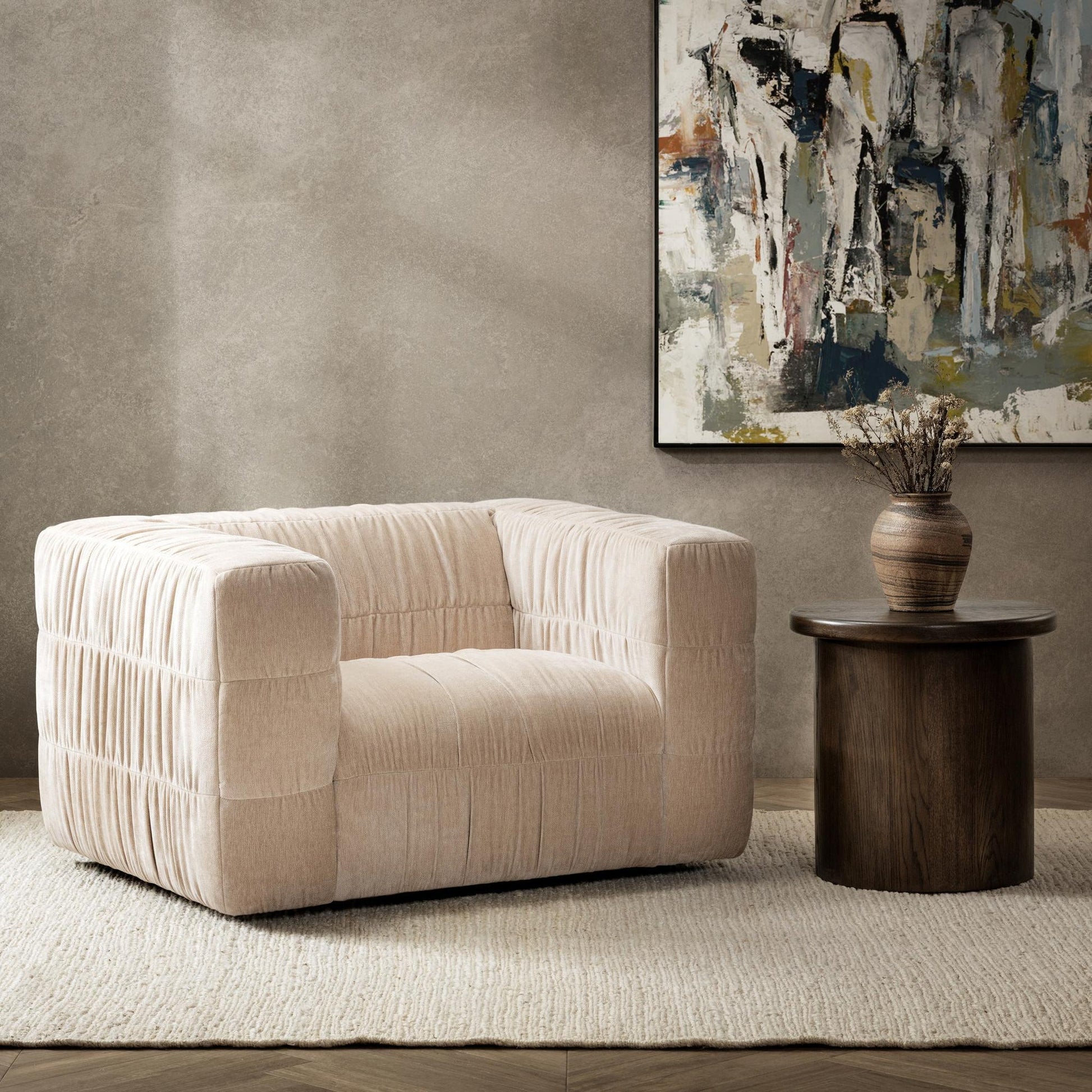 French Vanilla 100% Polyester Accent Chair Afeela Swivel Chair Collection
