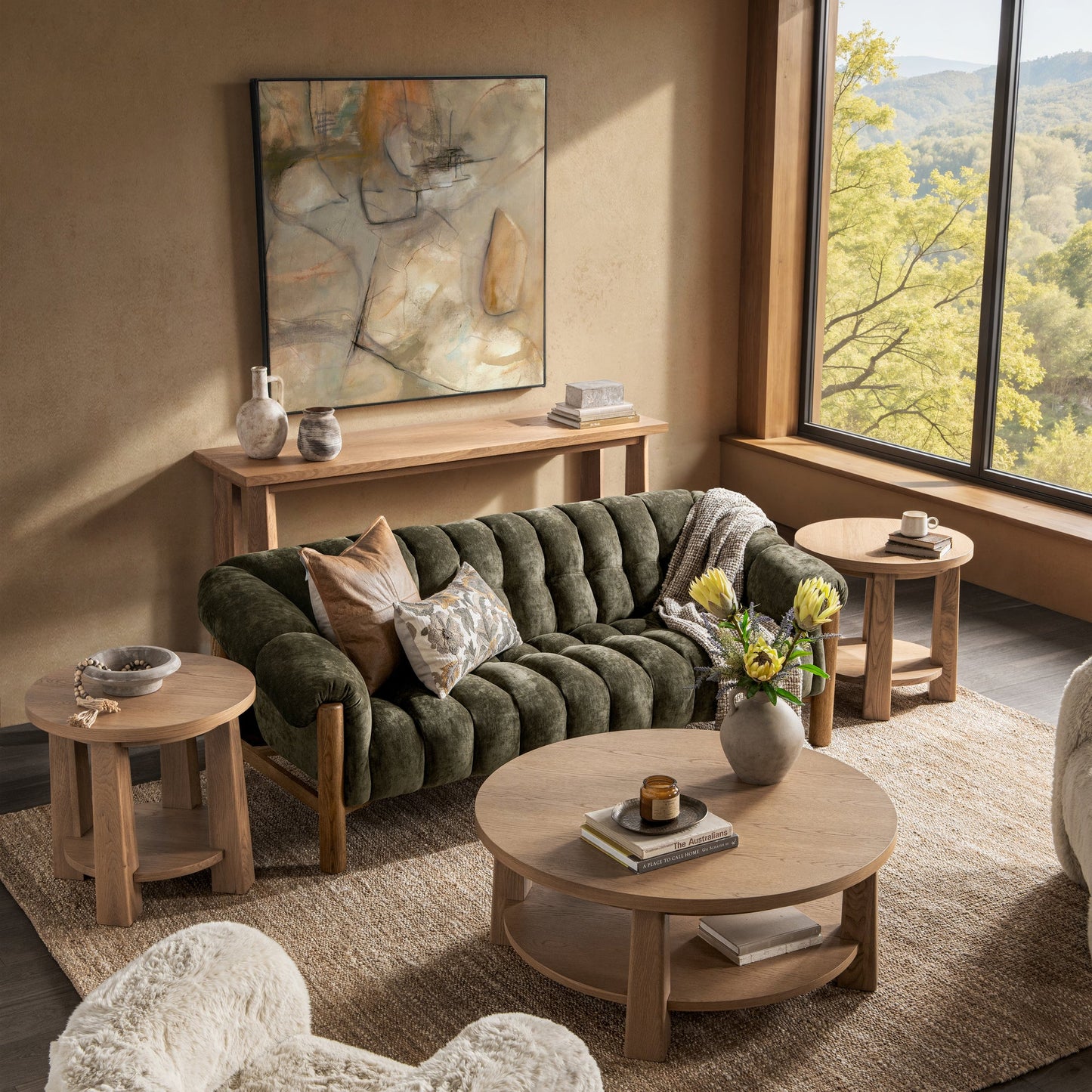 Olive Green 100% Polyester Sofa Sansa Sofa Collection