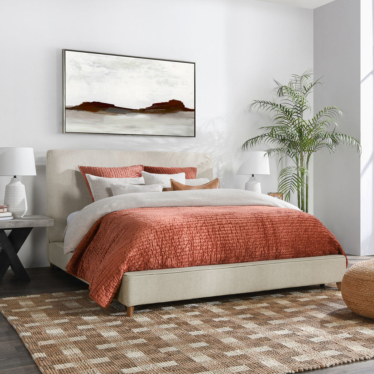 Oatmeal 86.5% Polyester Queen Tate Bed Collection