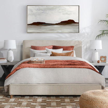 Oatmeal 86.5% Polyester Queen Tate Bed Collection