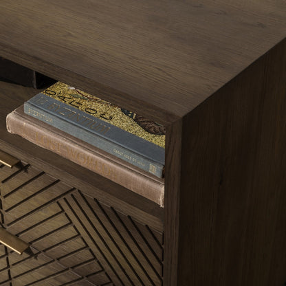 Toasted Brown Oak Veneer Nightstand Santa Clara Two-Drawer Nightstand Collection