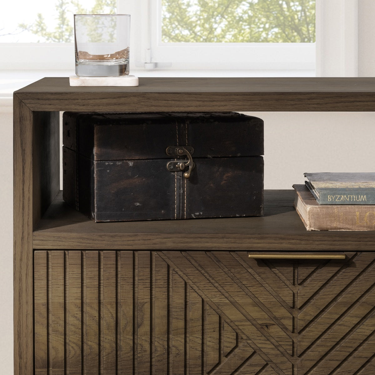 Toasted Brown Oak Veneer Nightstand Santa Clara Two-Drawer Nightstand Collection