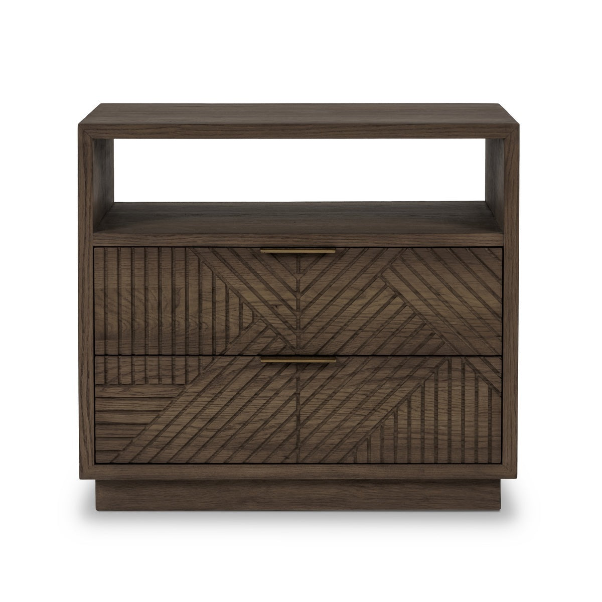 Toasted Brown Oak Veneer Nightstand Santa Clara Two-Drawer Nightstand Collection