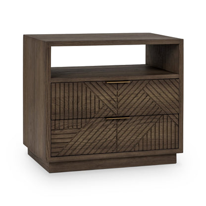 Toasted Brown Oak Veneer Nightstand Santa Clara Two-Drawer Nightstand Collection