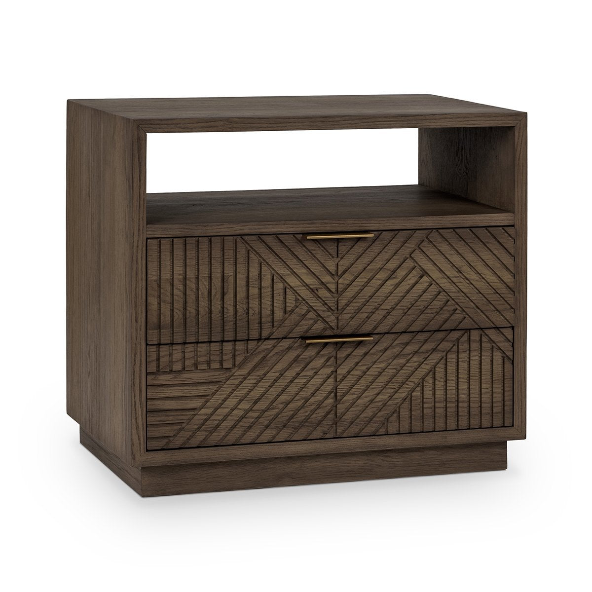 Toasted Brown Oak Veneer Nightstand Santa Clara Two-Drawer Nightstand Collection