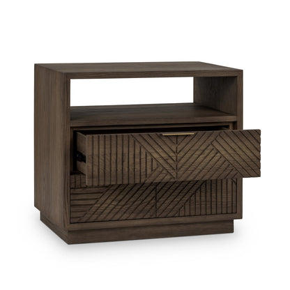 Toasted Brown Oak Veneer Nightstand Santa Clara Two-Drawer Nightstand Collection