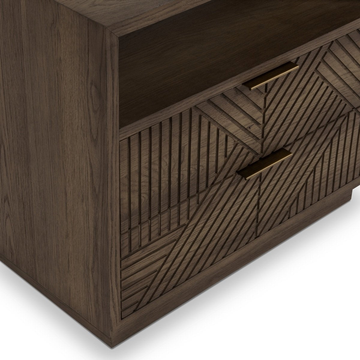 Toasted Brown Oak Veneer Nightstand Santa Clara Two-Drawer Nightstand Collection