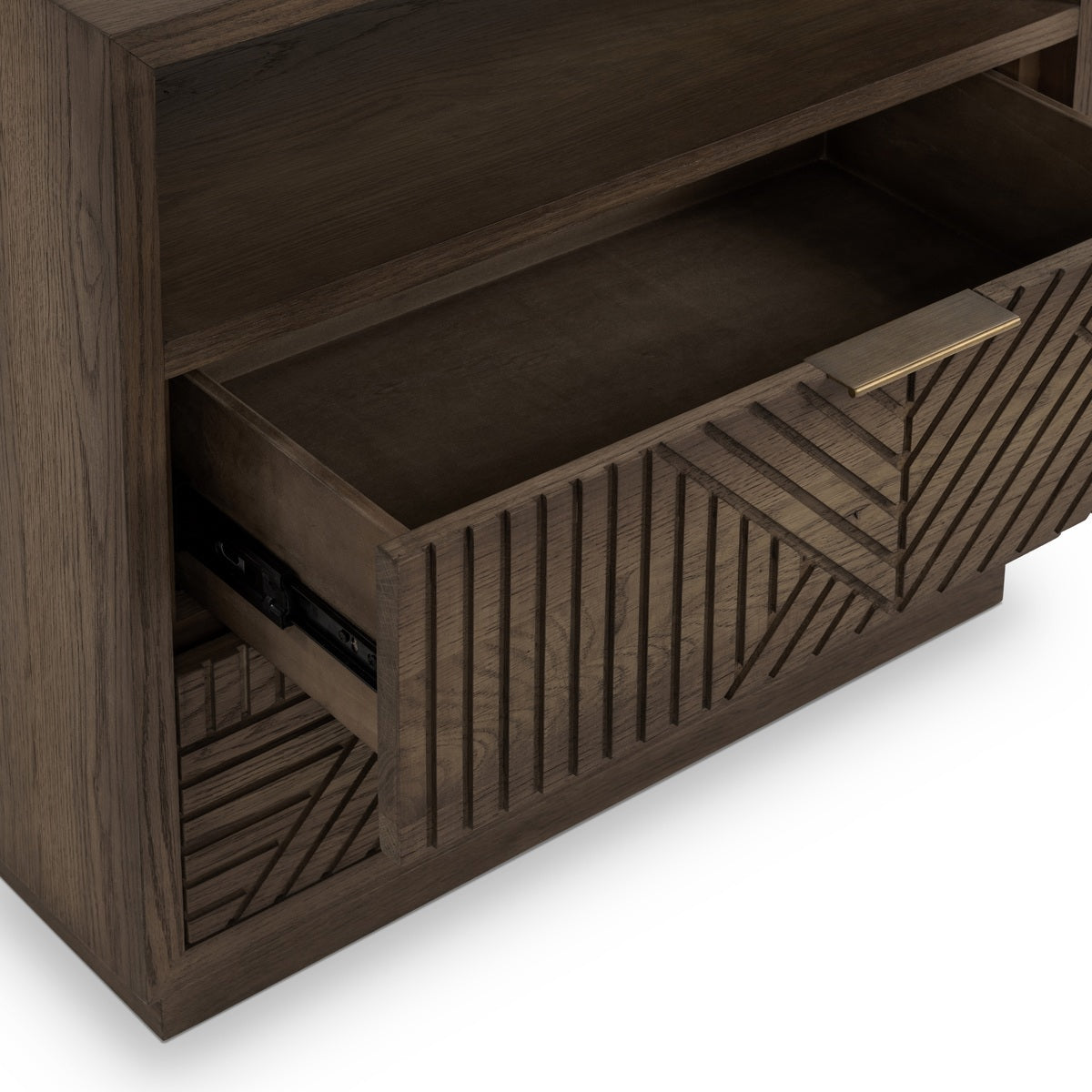 Toasted Brown Oak Veneer Nightstand Santa Clara Two-Drawer Nightstand Collection