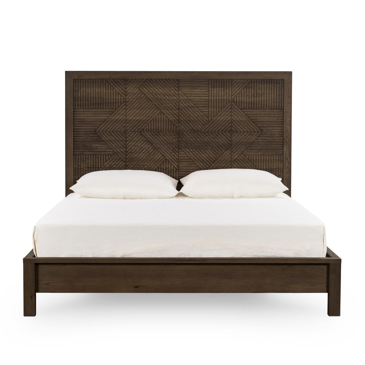 Toasted Brown Oak Veneer Eastern King Santa Clara Bed Collection