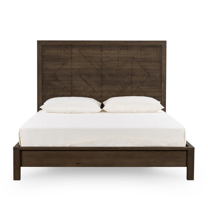 Toasted Brown Oak Veneer Eastern King Santa Clara Bed Collection