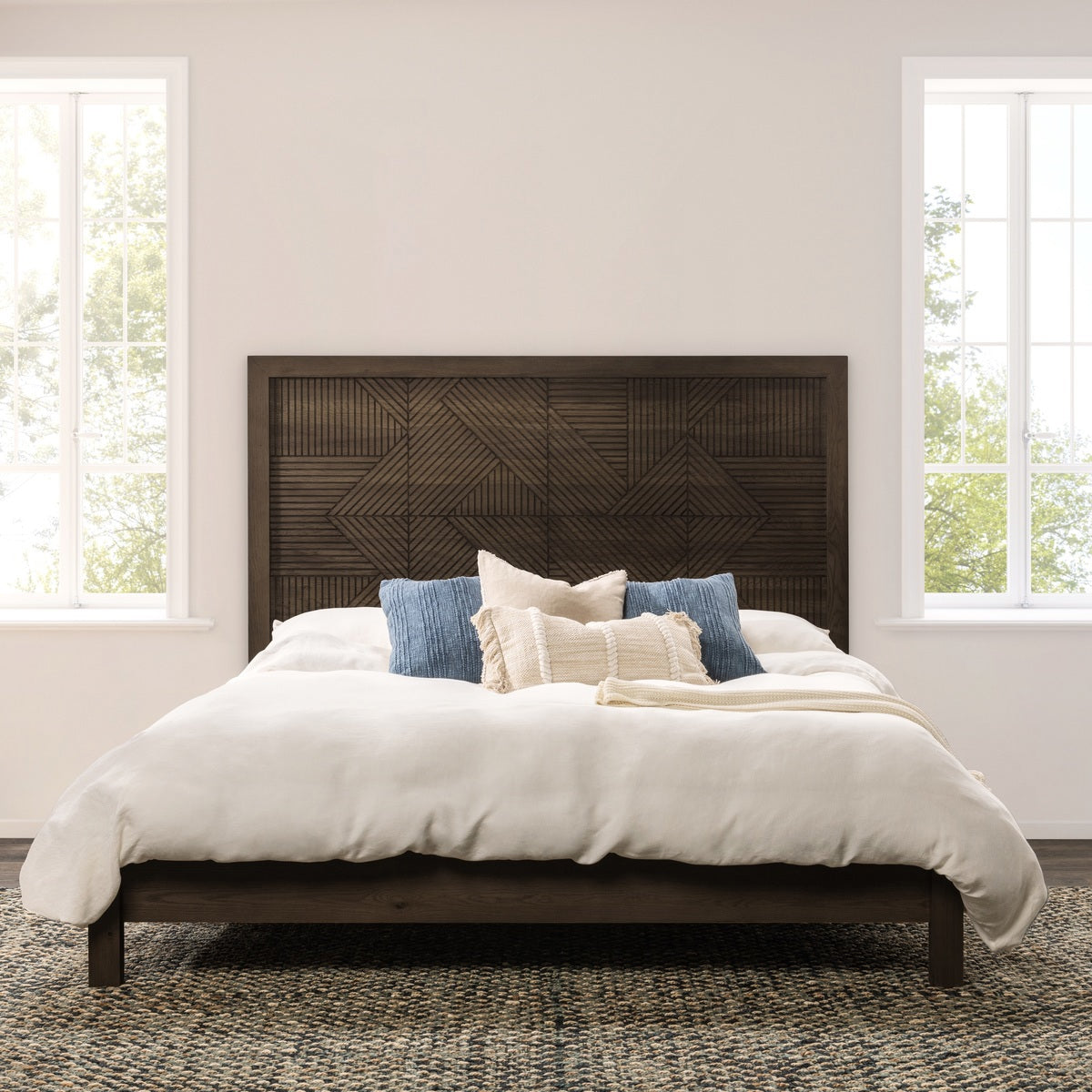 Toasted Brown Oak Veneer Eastern King Santa Clara Bed Collection