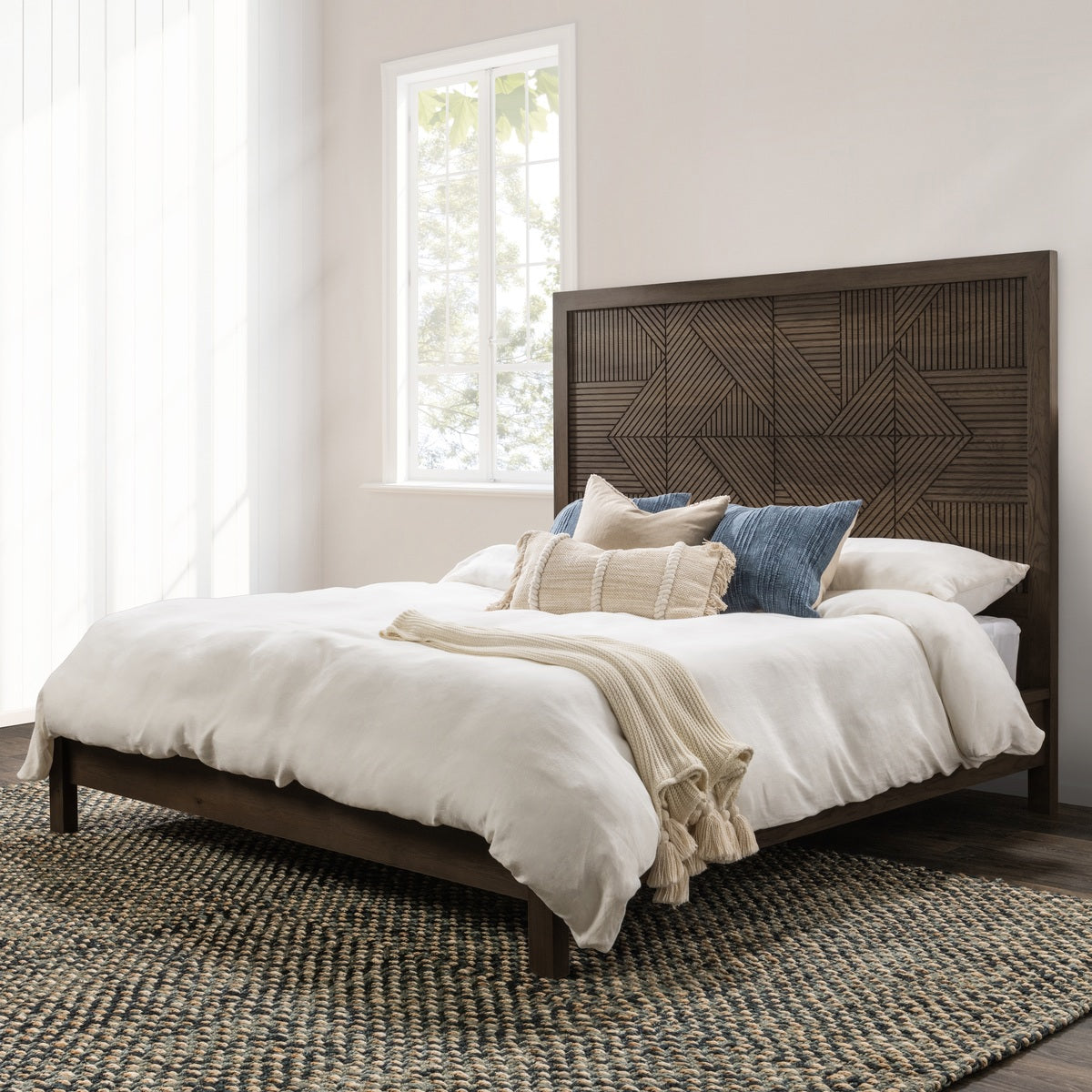 Toasted Brown Oak Veneer Eastern King Santa Clara Bed Collection