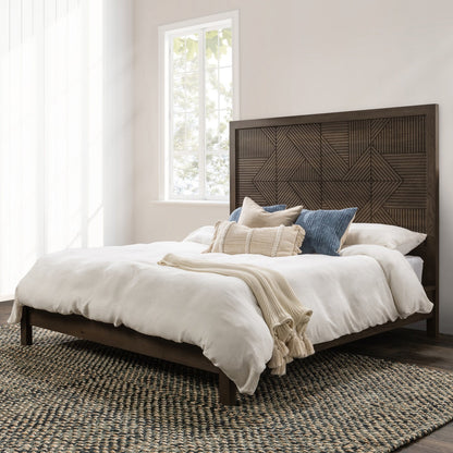 Toasted Brown Oak Veneer Eastern King Santa Clara Bed Collection