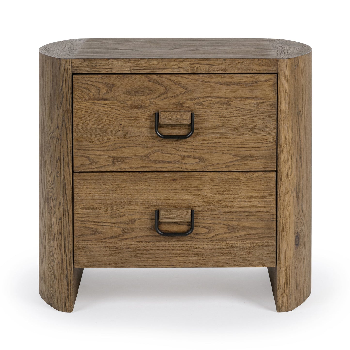 Tawny Brown Oak Veneer Nightstand Kyrie Two-Drawer Nightstand Collection