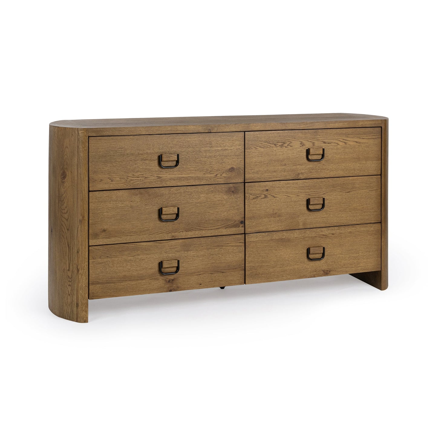 Tawny Brown Oak Veneer Dresser Kyrie Six-Drawer Dresser Collection