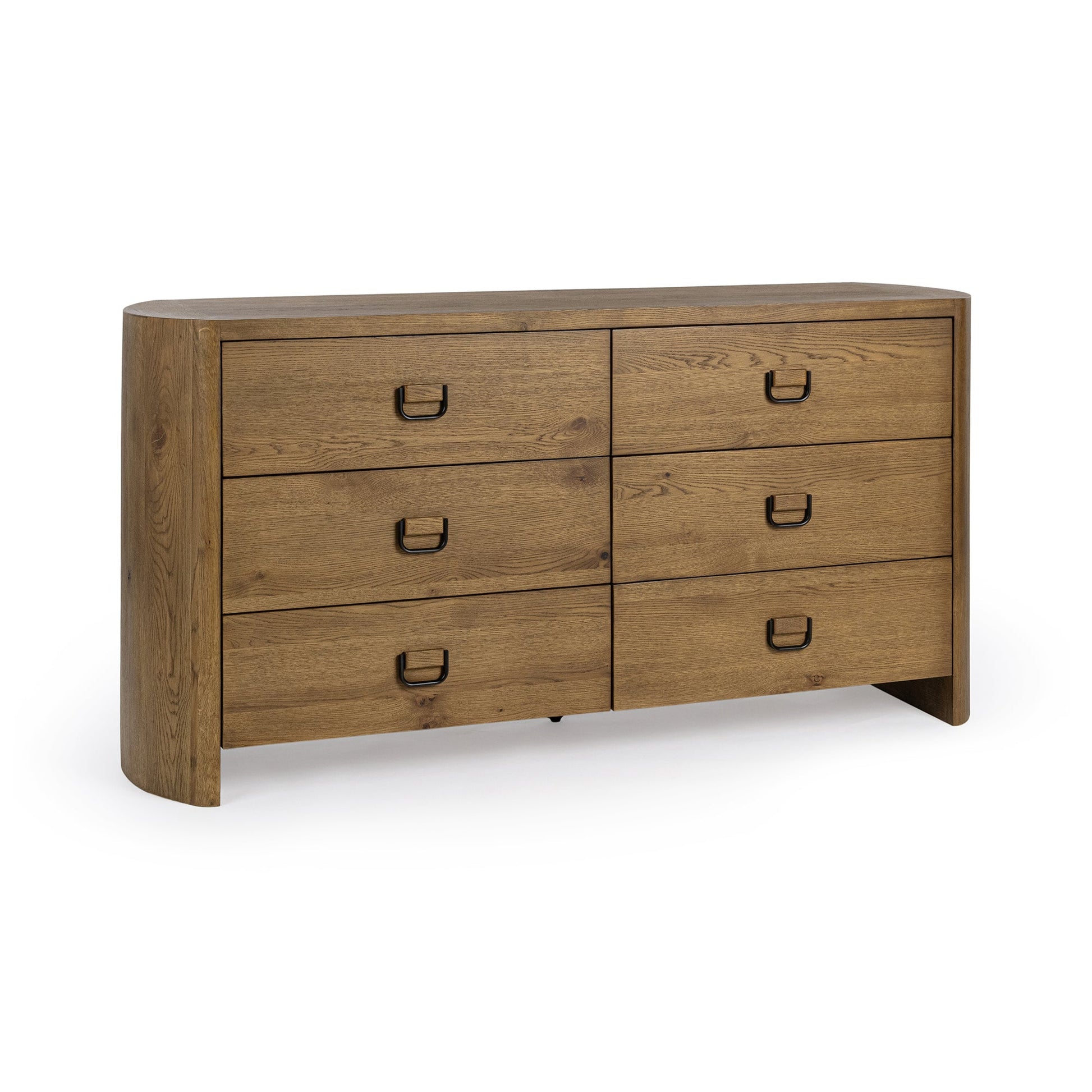 Tawny Brown Oak Veneer Dresser Kyrie Six-Drawer Dresser Collection