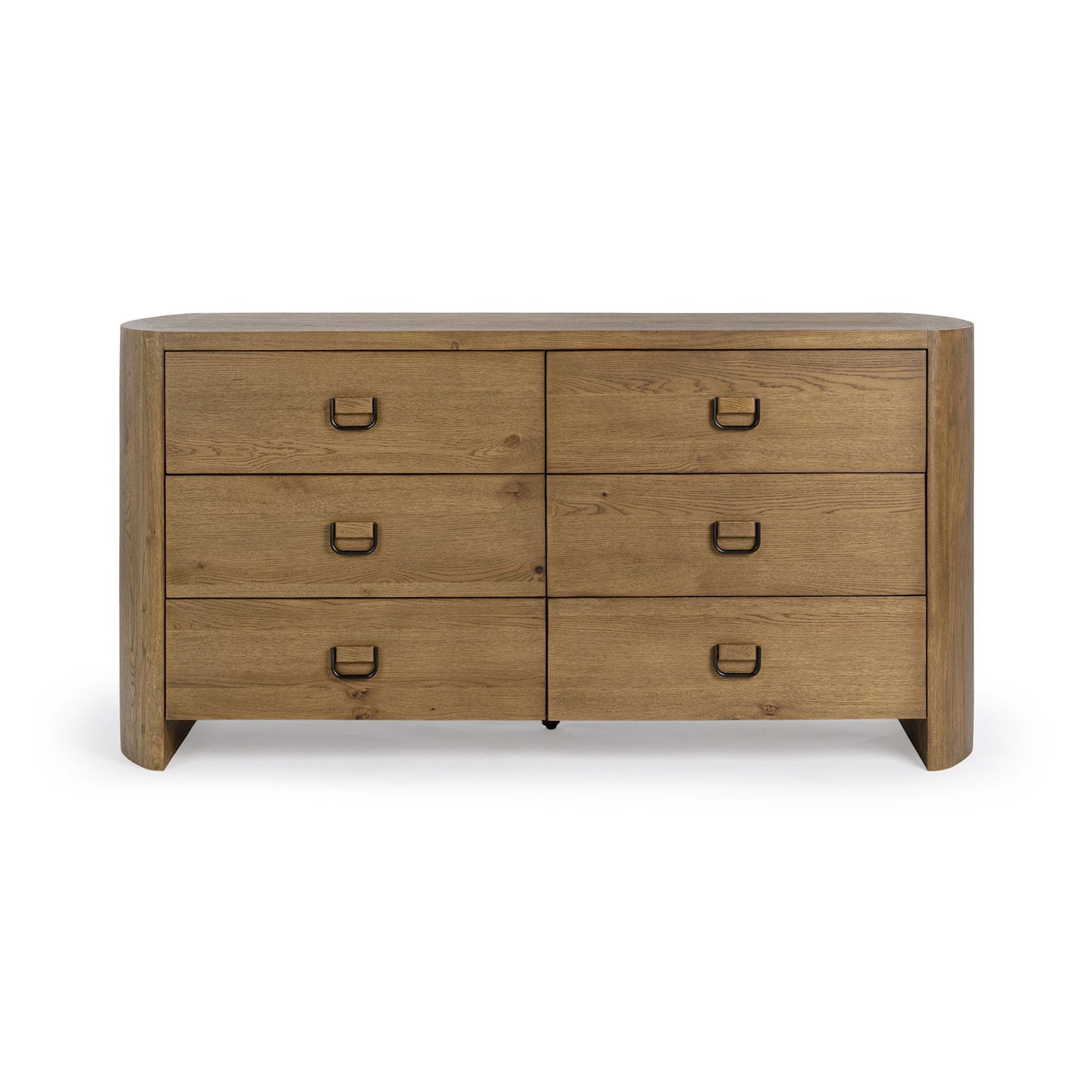 Tawny Brown Oak Veneer Dresser Kyrie Six-Drawer Dresser Collection