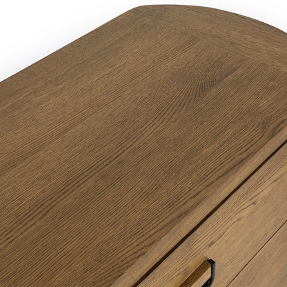 Tawny Brown Oak Veneer Dresser Kyrie Six-Drawer Dresser Collection
