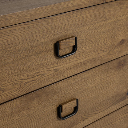 Tawny Brown Oak Veneer Dresser Kyrie Six-Drawer Dresser Collection