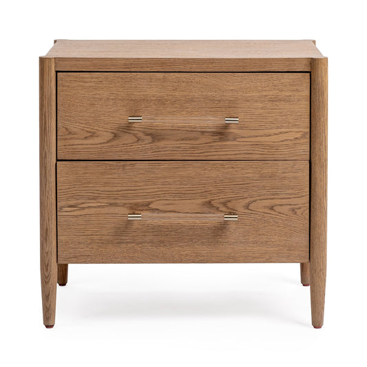 Napa Grove Oak Veneer Nightstand Alisen Two-Drawer Nightstand Collection