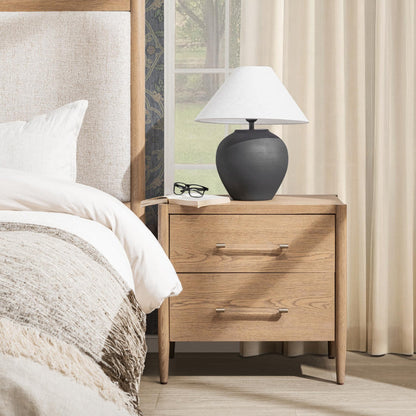 Napa Grove Oak Veneer Nightstand Alisen Two-Drawer Nightstand Collection