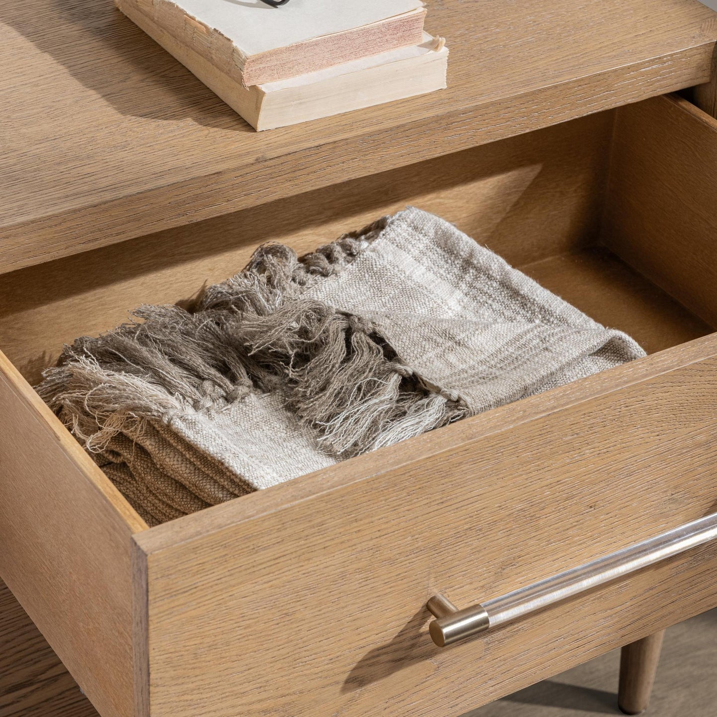 Napa Grove Oak Veneer Nightstand Alisen Two-Drawer Nightstand Collection